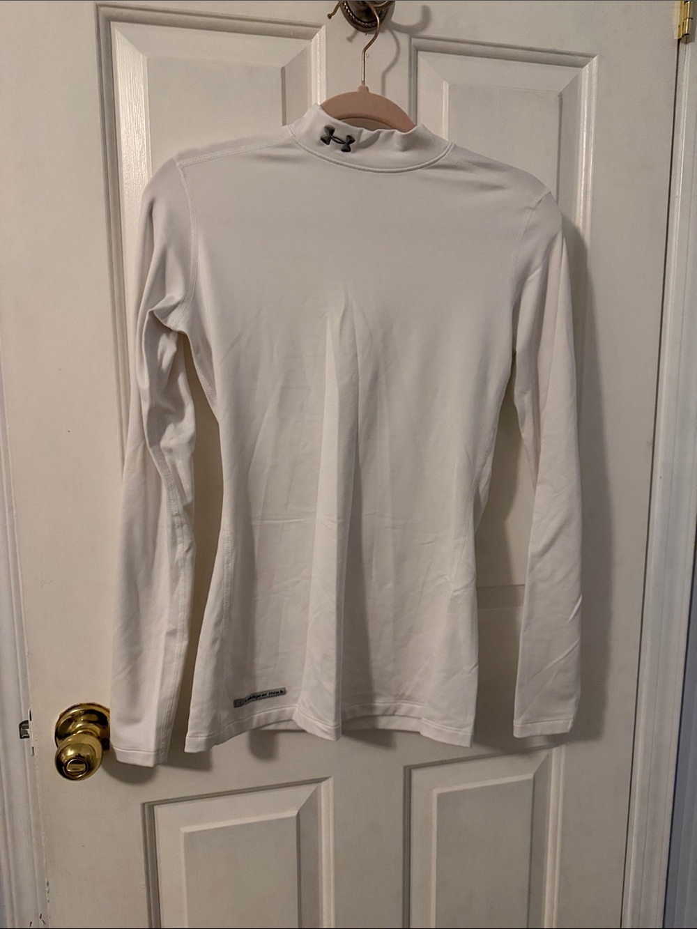 Under Armour White Long-Sleeve Mock Neck Performance Top